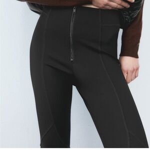 Zara HIGH-WAISTED LEGGINGS WITH ZIPPER-BLACK-1719/241 Size S